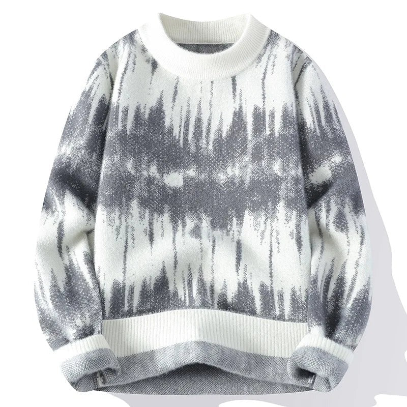 Premium Grey & White Wave Knit Sweater