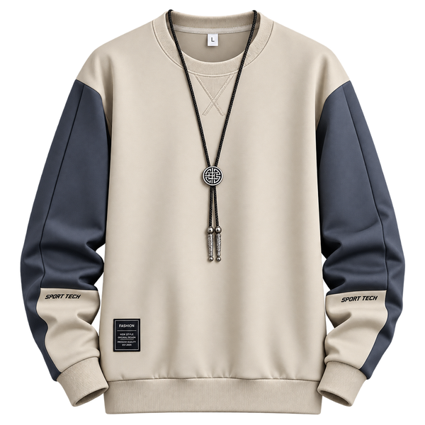 Premium Beige & Navy Casual Sweatshirt