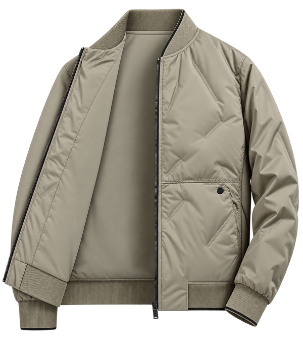 Premium Beige Quilted Bomber Jacket for Men