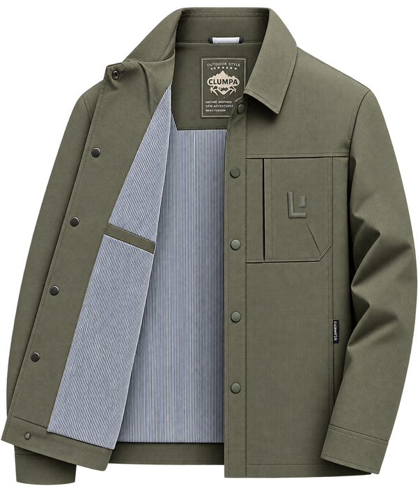 Premium Black Utility Overshirt Jacket