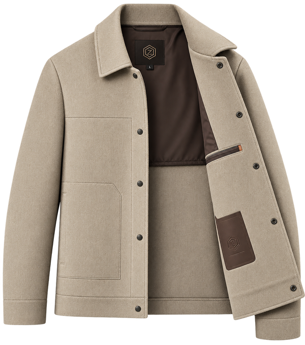 Premium Beige Wool-Style Button Jacket