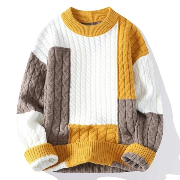 Premium Patchwork Cable Knit Sweater