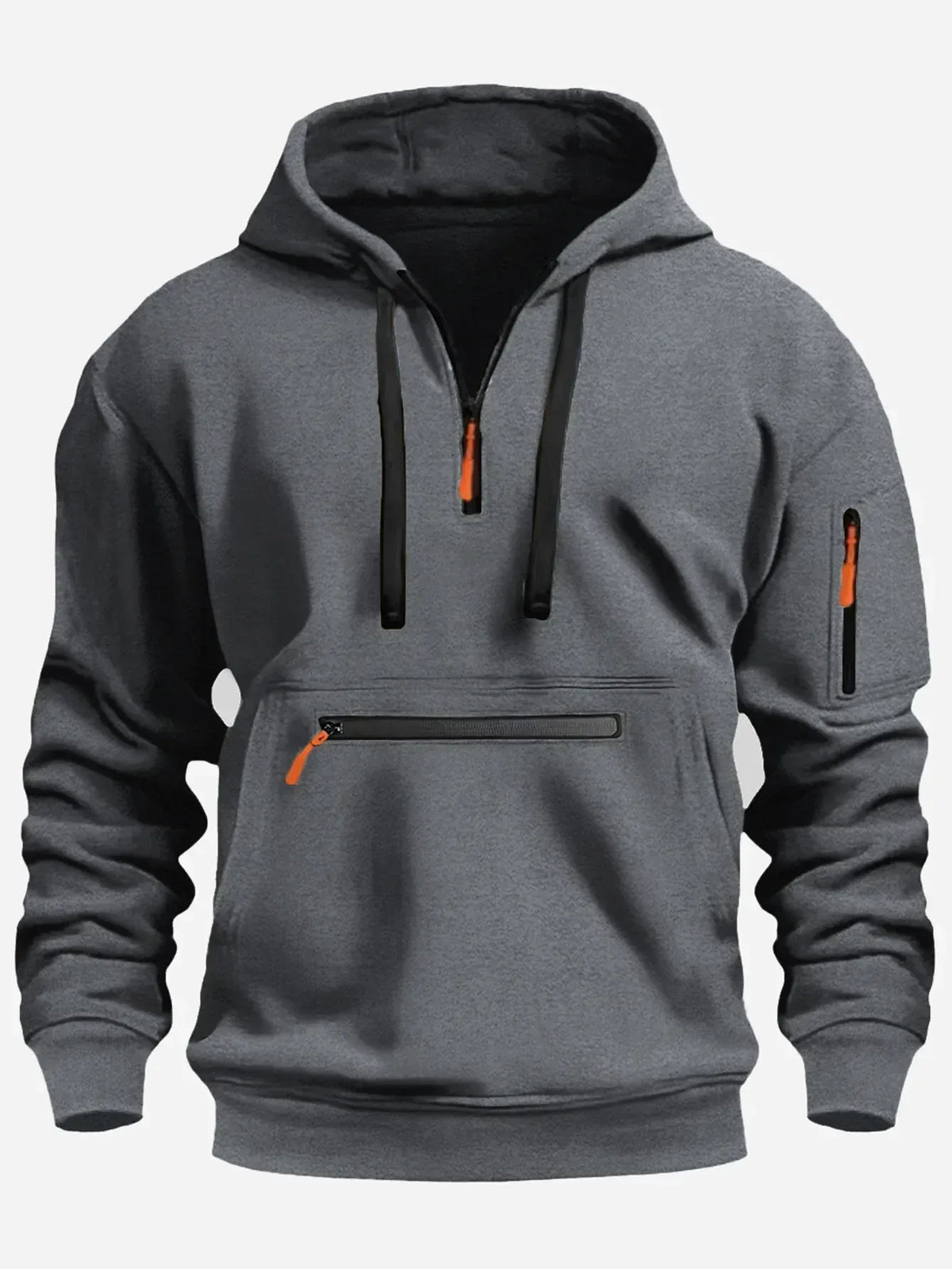 Premium Grey Half-Zip Hooded Sweatshirt