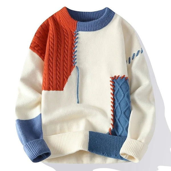 🧶 Premium Colorblock Cable Knit Sweater