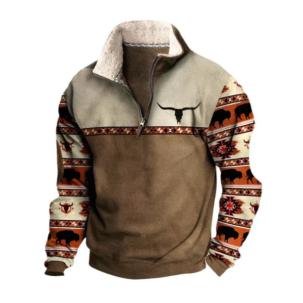 Premium Aztec Buffalo Print Fleece Pullover