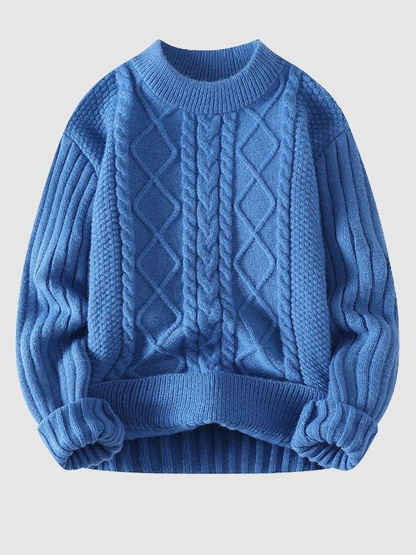 Premium Blue Cable Knit Sweater