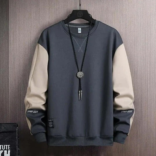 Premium Beige & Navy Casual Sweatshirt