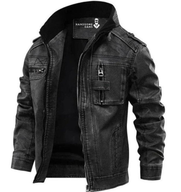 Premium Black Leather-Style Biker Jacket