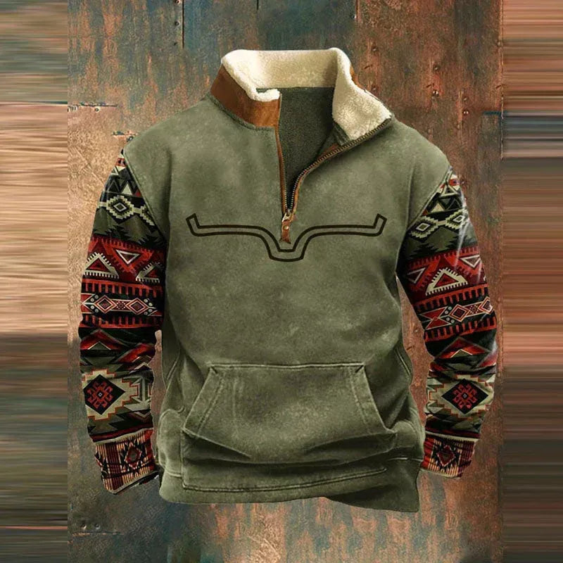 Premium Aztec Buffalo Print Fleece Pullover