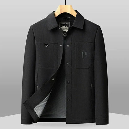 Premium Black Utility Overshirt Jacket