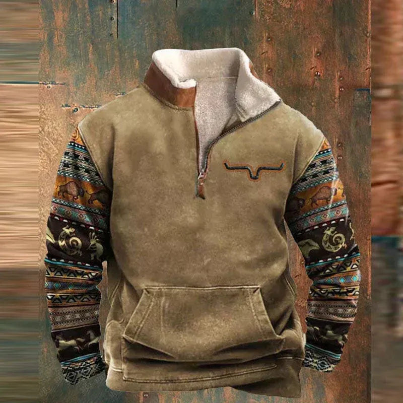 Premium Aztec Buffalo Print Fleece Pullover