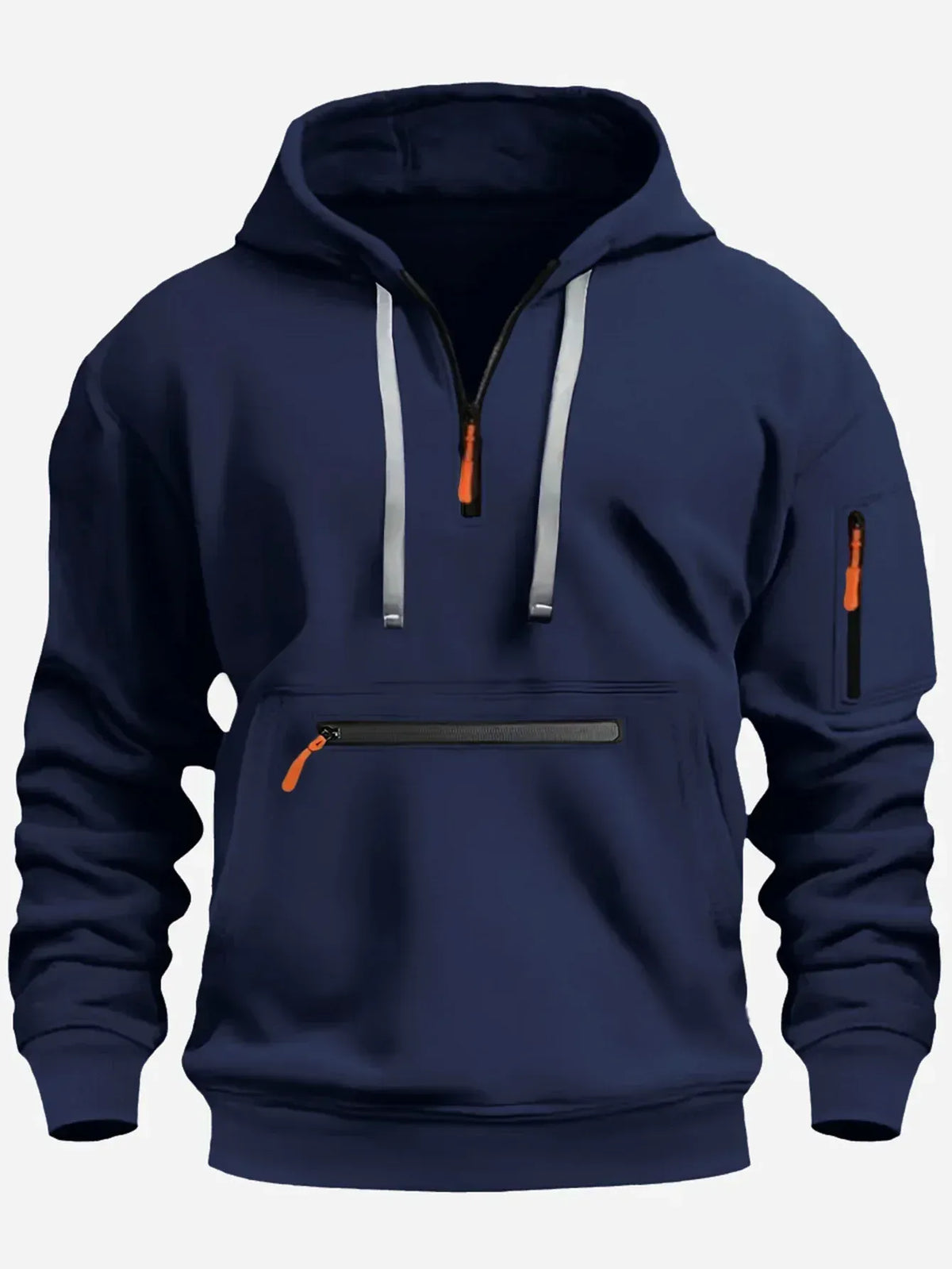 Premium Grey Half-Zip Hooded Sweatshirt